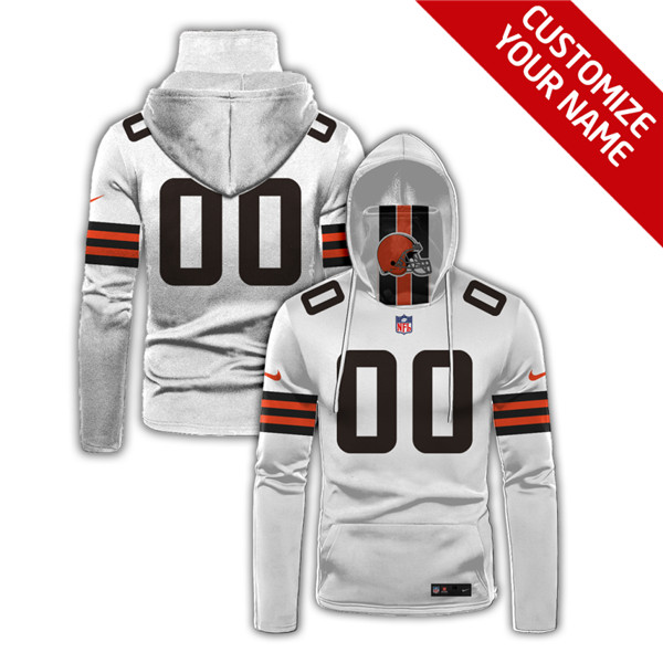 Men's Cleveland Browns White 2020 Customize Hoodie Mask